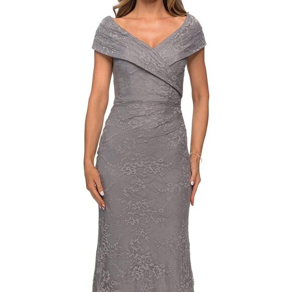 NWT La Femme 27982SC Mother of the Bride Dress Platinum size 2 - Picture 1 of 9